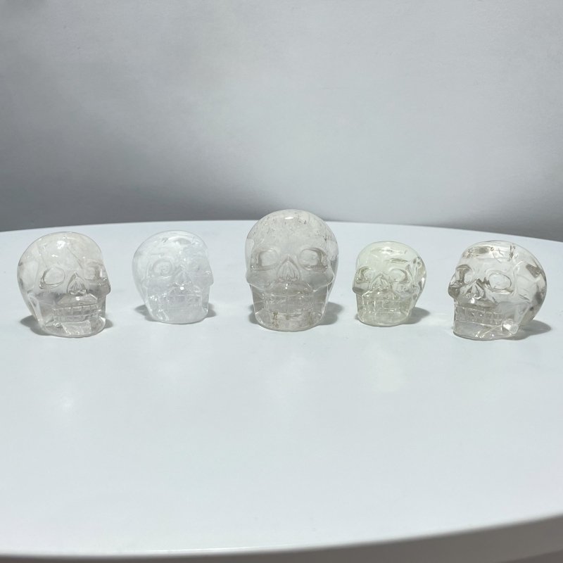 5 Pieces Clear Quartz Skull Carving - Wholesale Crystals