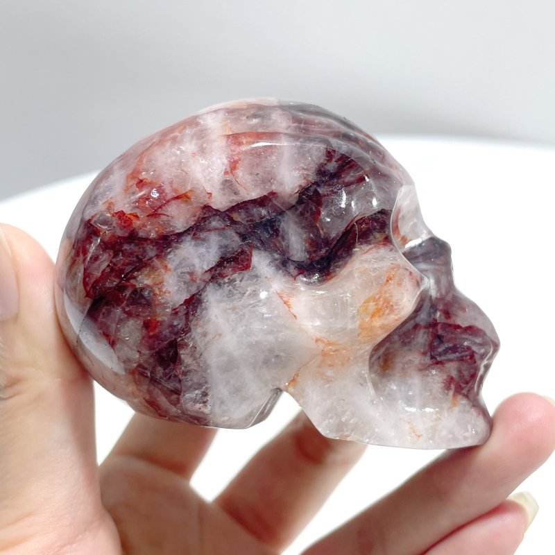 5 Pieces Fire Quartz Skull Carving - Wholesale Crystals