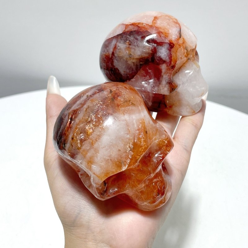 5 Pieces Fire Quartz Skull Carving - Wholesale Crystals