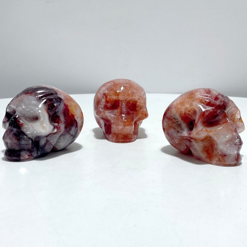 5 Pieces Fire Quartz Skull Carving - Wholesale Crystals