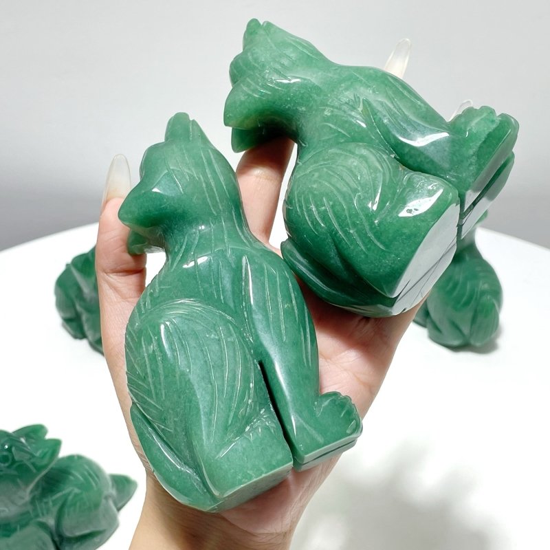 5 Pieces Green Aventurine Wolf Carving - Wholesale Crystals