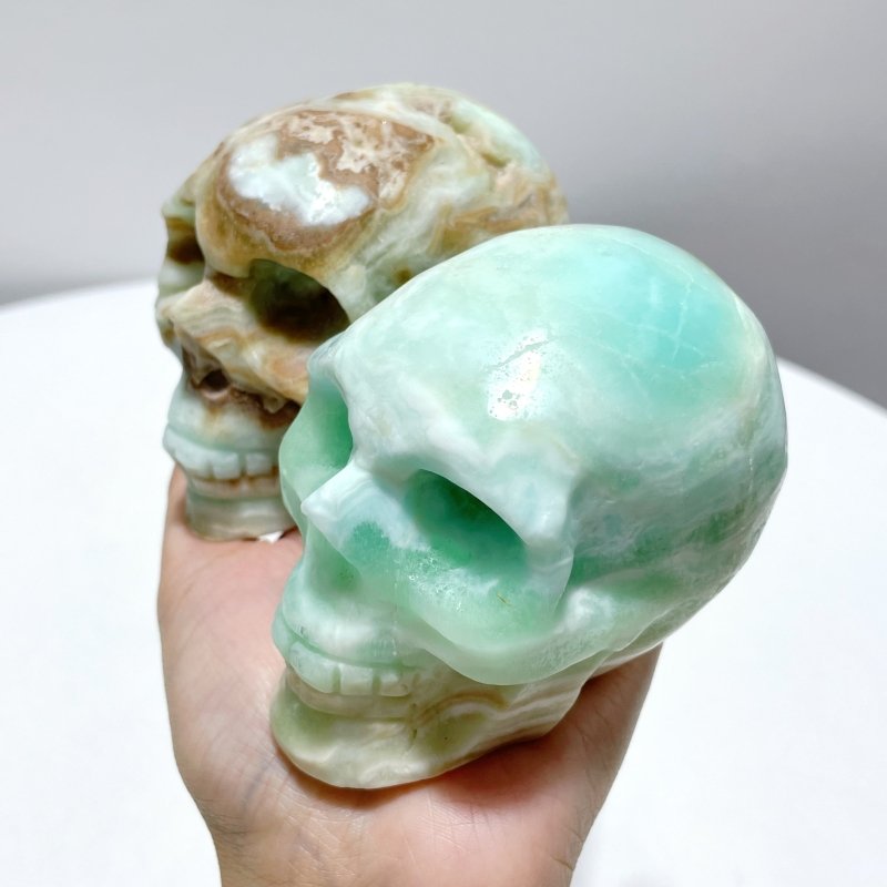 5 Pieces Green Calcite Skull Carving - Wholesale Crystals