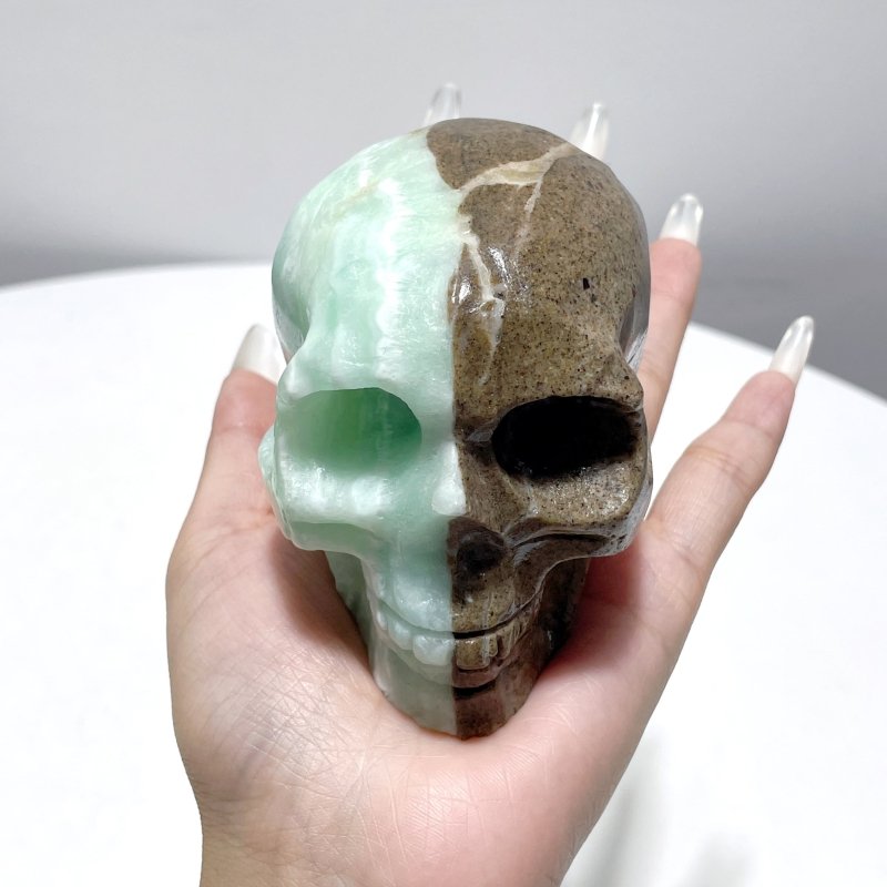 5 Pieces Green Calcite Skull Carving - Wholesale Crystals