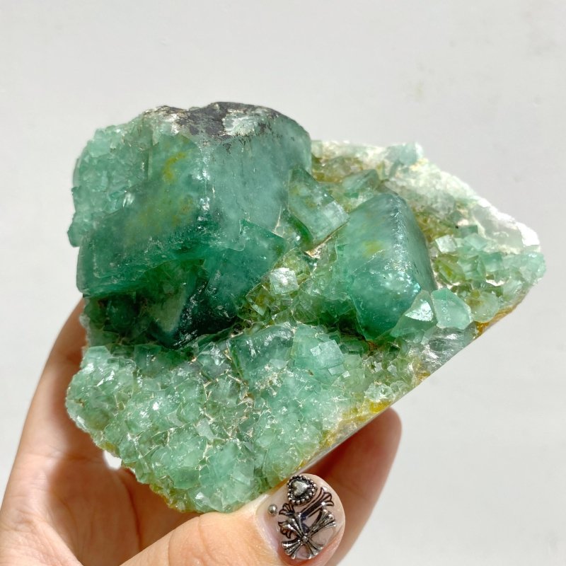 5 Pieces Green Fluorite Raw Specimen Cubic Stone -Wholesale Crystals