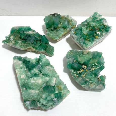 5 Pieces Green Fluorite Raw Specimen Cubic Stone -Wholesale Crystals