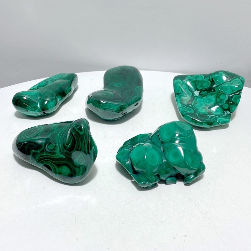 5 Pieces High Quality Polished Malachite Free Form - Wholesale Crystals