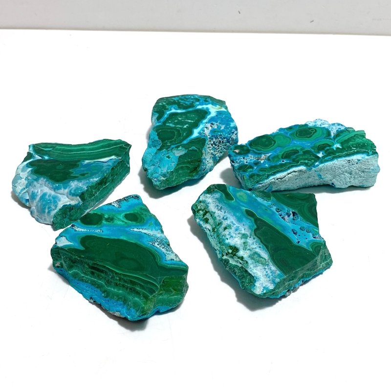 5 Pieces High Quality Small Chrysocolla Mixed Malachite Slab Specimen 4 - Wholesale Crystals