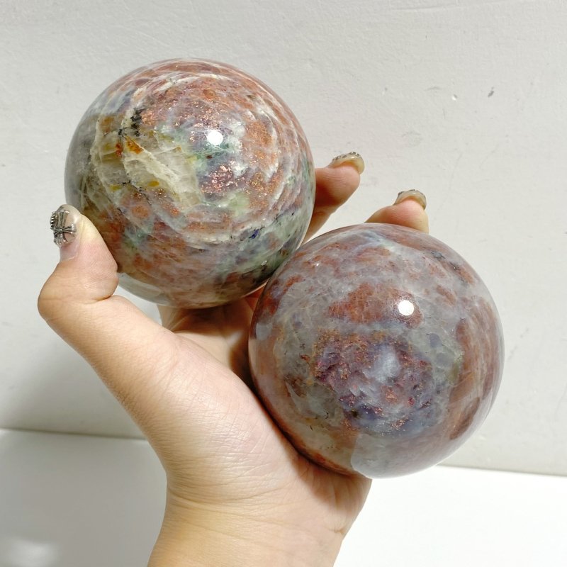 5 Pieces High Quality Sunstone Mixed Cordierite Spheres -Wholesale Crystals