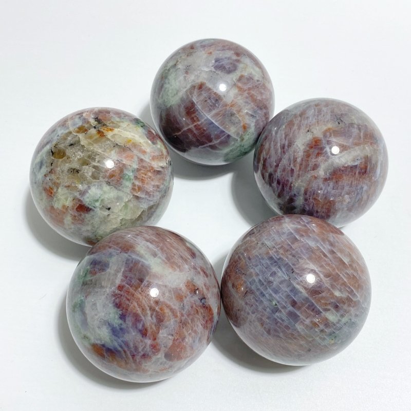 5 Pieces High Quality Sunstone Mixed Cordierite Spheres -Wholesale Crystals