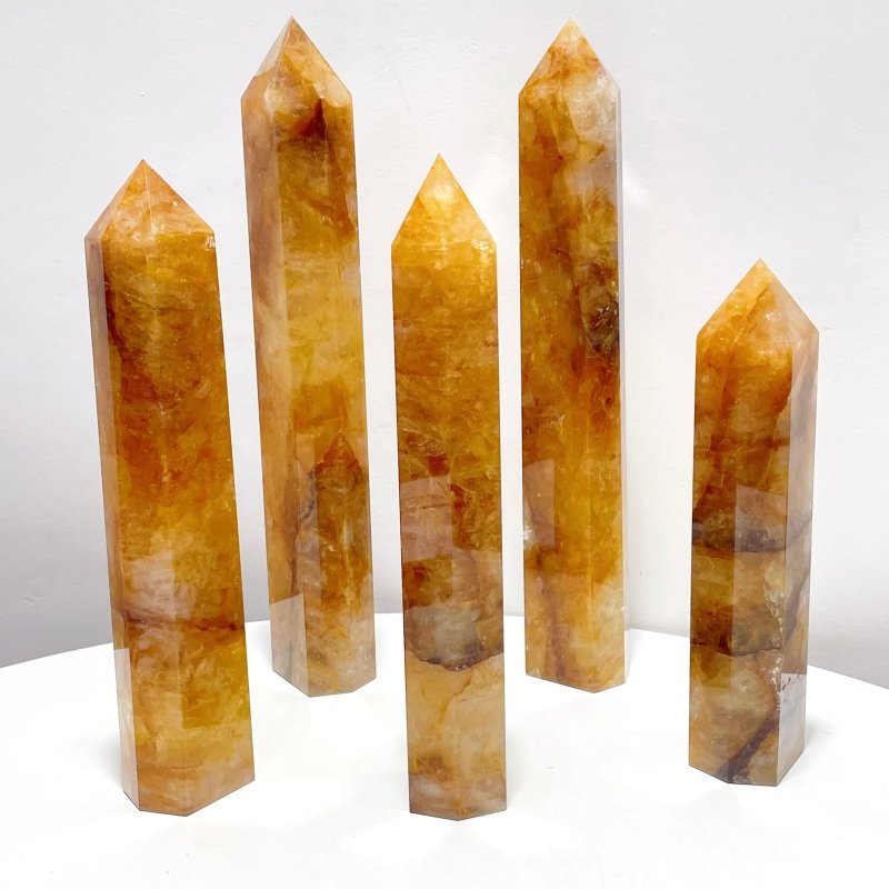 5 Pieces Large Beautiful Fire Quartz High Quality Tower - Wholesale Crystals