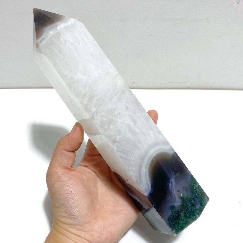 5 Pieces Large Green Moss Agate Point - Wholesale Crystals