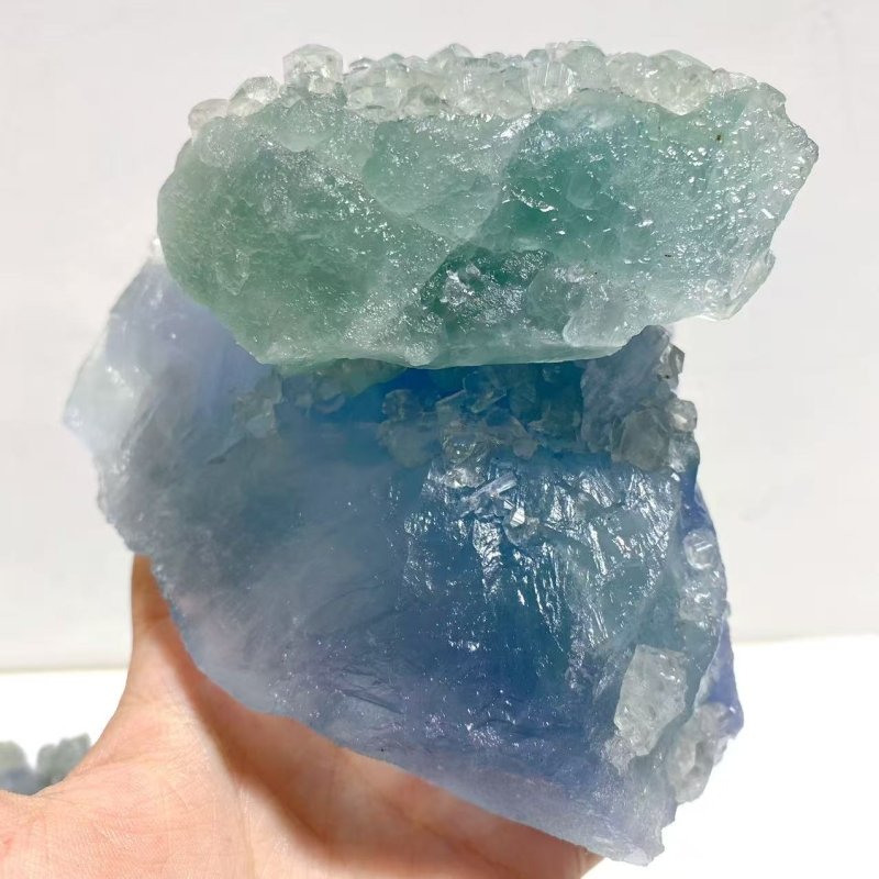 5 Pieces Large Raw Blue Fluorite Mixed Calcite Specimen For Collection - Wholesale Crystals