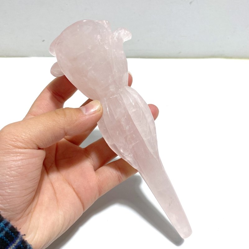 5 Pieces Rose Quartz Chevron Amethyst Flower Carving With Stand - Wholesale Crystals