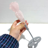 5 Pieces Rose Quartz Flower Carving With Stand - Wholesale Crystals