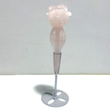 5 Pieces Rose Quartz Flower Carving With Stand - Wholesale Crystals
