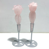 5 Pieces Rose Quartz Flower Carving With Stand - Wholesale Crystals
