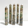 5 Pieces Tall Green Stripe Jasper Point 3 - Wholesale Crystals