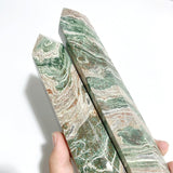 5 Pieces Tall Green Stripe Jasper Point 4 -Wholesale Crystals