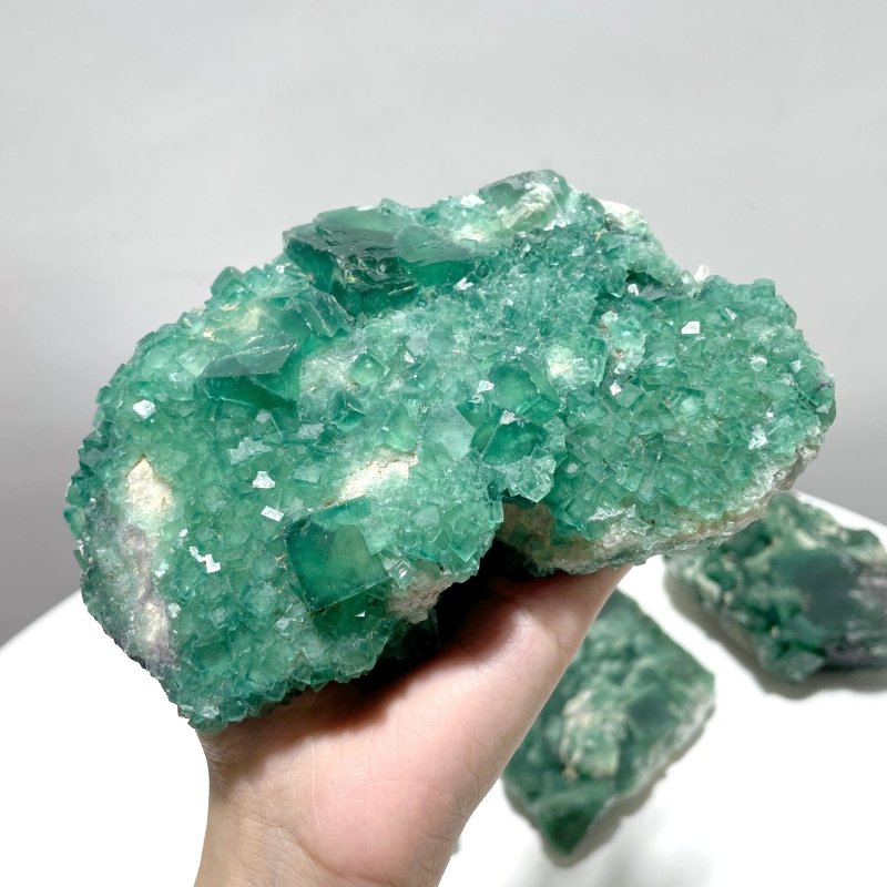 5 Pieces Unique Green Fluorite Raw Specimen Cubic Stone - Wholesale Crystals