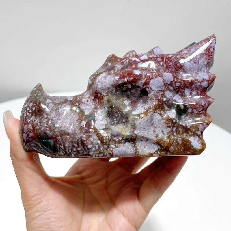 5 Pieces Unique Ocean Jasper Dragon Head Carving - Wholesale Crystals