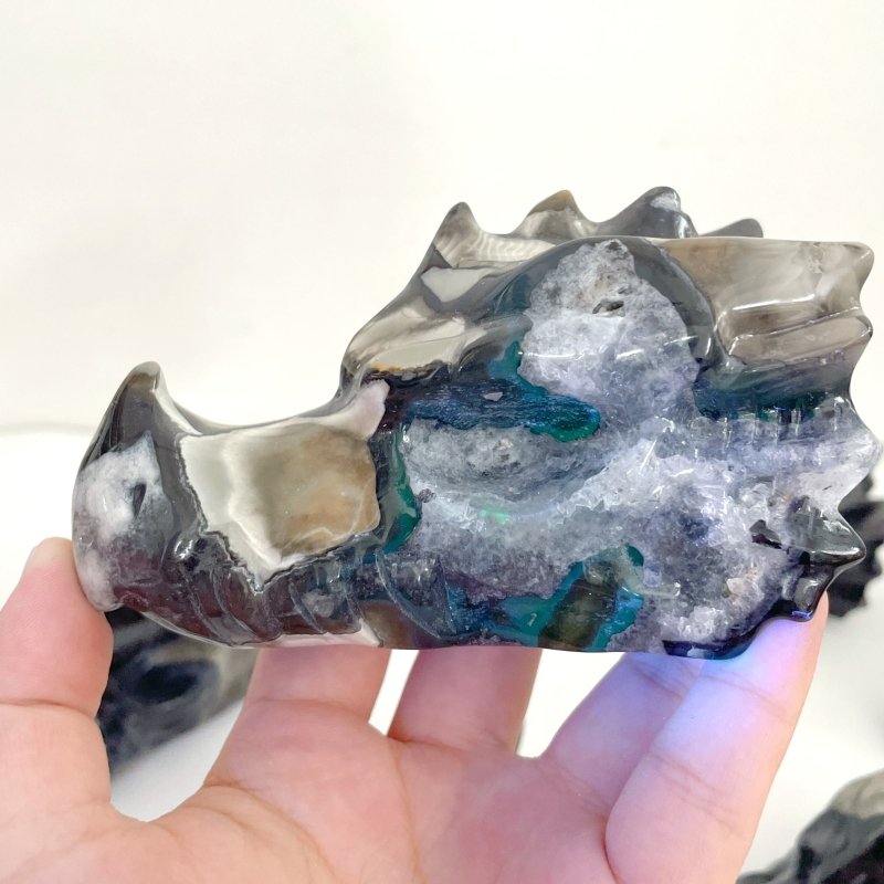 5 Pieces Volcanic Agate Dragon Head Carving(UV - Reactive) - Wholesale Crystals