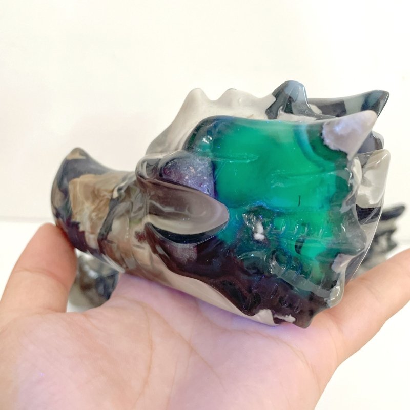 5 Pieces Volcanic Agate Dragon Head Carving(UV - Reactive) - Wholesale Crystals