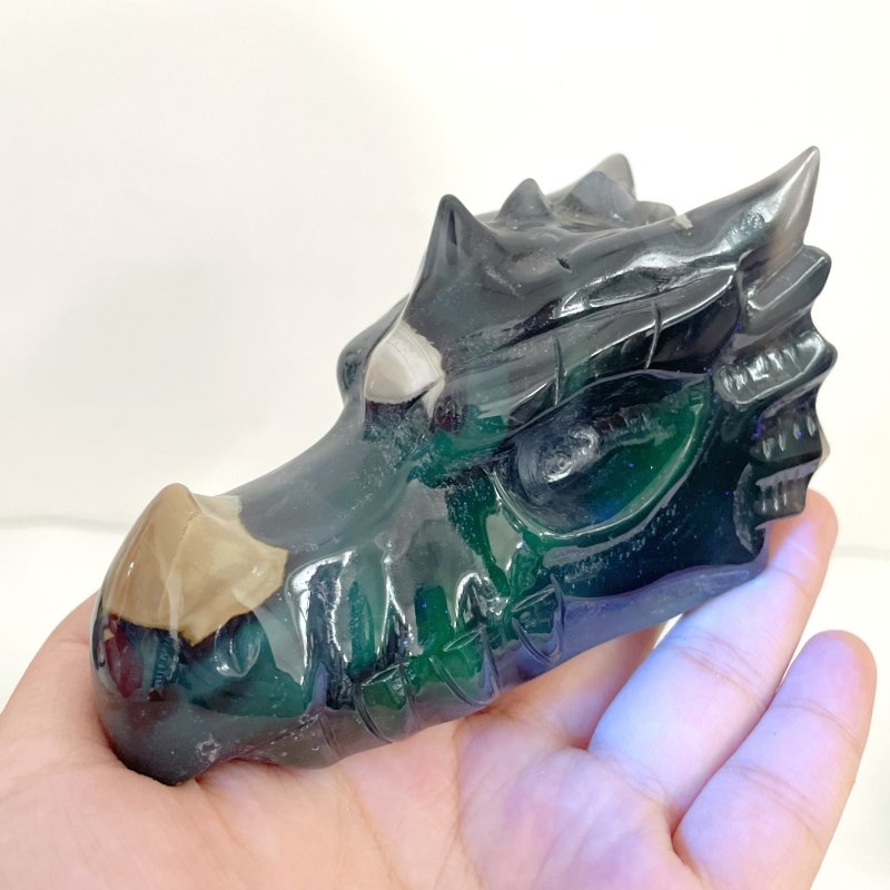 5 Pieces Volcanic Agate Dragon Head Carving(UV - Reactive) - Wholesale Crystals