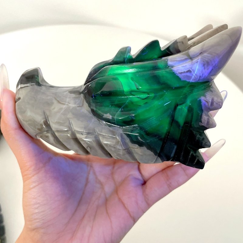 5 Pieces Volcanic Agate Dragon Head Carving(UV - Reactive) - Wholesale Crystals