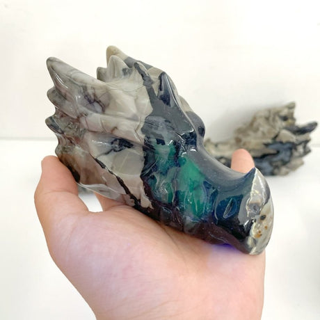 5 Pieces Volcanic Agate Dragon Head Carving(UV - Reactive) - Wholesale Crystals