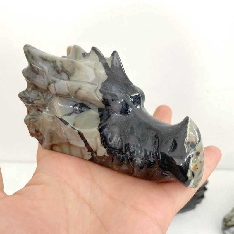 5 Pieces Volcanic Agate Dragon Head Carving(UV - Reactive) - Wholesale Crystals