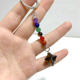 5 Types Mini 7 Chakra Beads Merkaba Keychain Wholesale Clear Quartz Tiger Eye - Wholesale Crystals