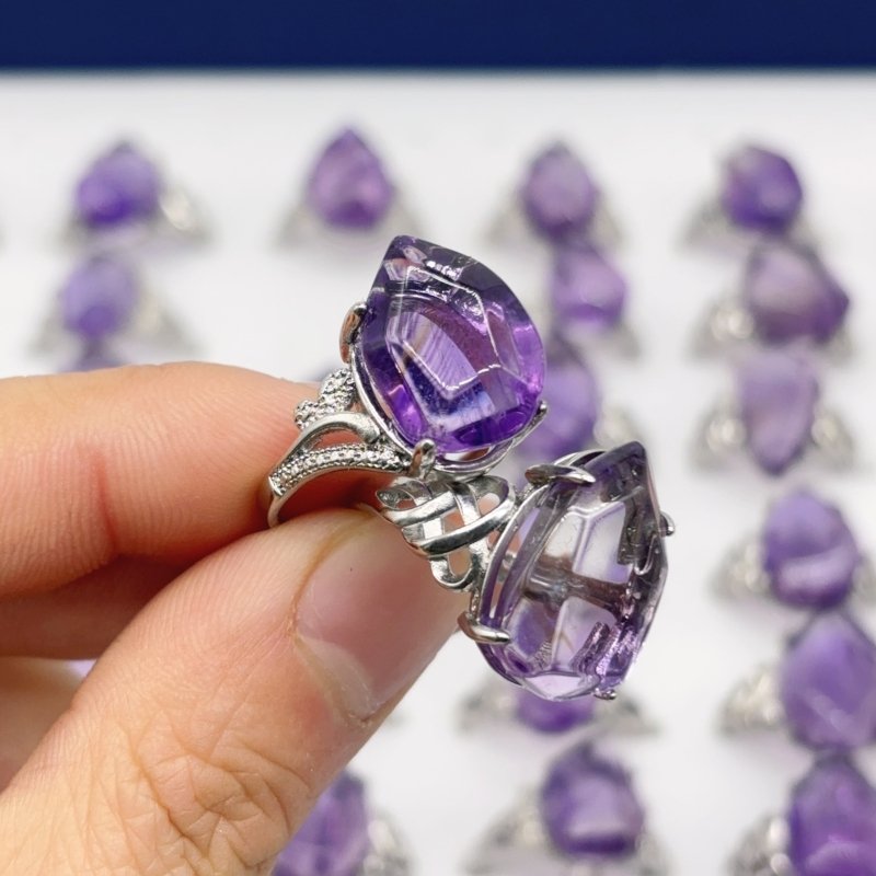 50 Pieces Freeform Amethyst Different Styles Ring -Wholesale Crystals