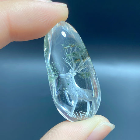 2 Pieces Deer Garden Quartz Inner Scene Carving