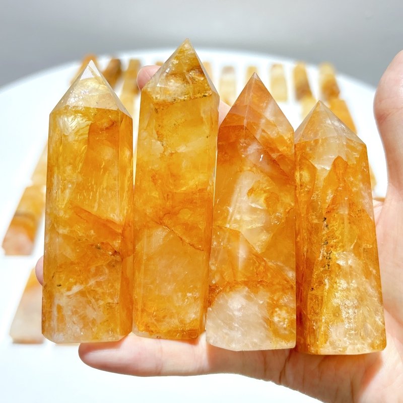 52 Pieces High Quality Fat Golden Hematiod Quartz Tower Points Fire Quartz - Wholesale Crystals