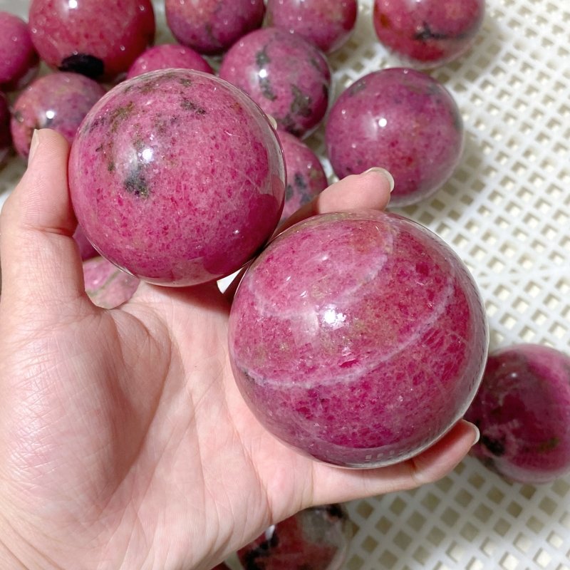 52 Pieces High Quality Rhodonite Spheres (Sea Freight Only) -Wholesale Crystals