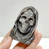 Silver Sheen Obsidian Skull Carving Wholesale