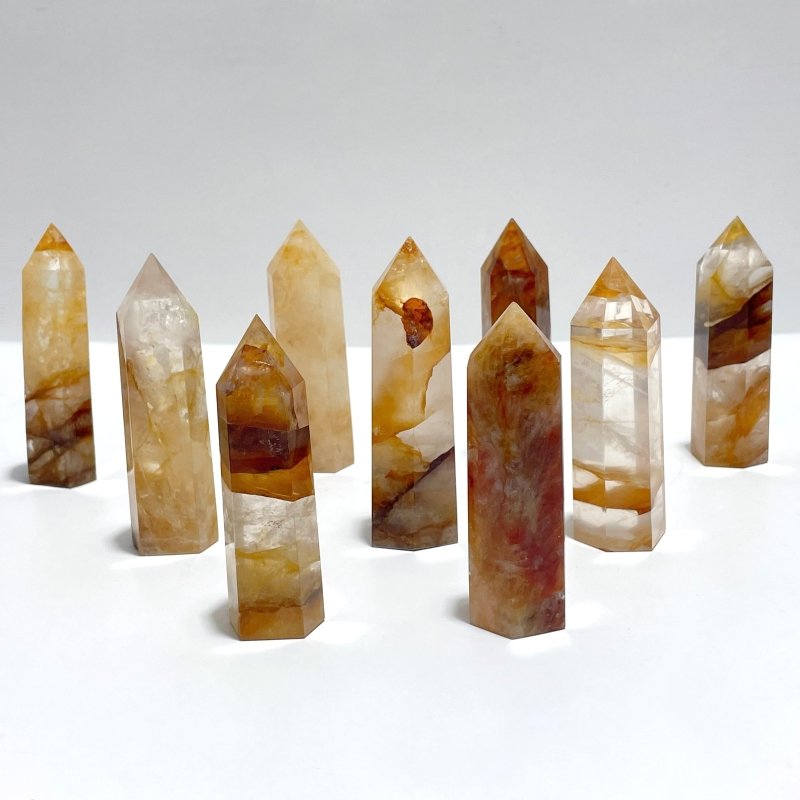 53 Pieces High Quality Fat Golden Hematiod Quartz Tower Points Fire Quartz - Wholesale Crystals