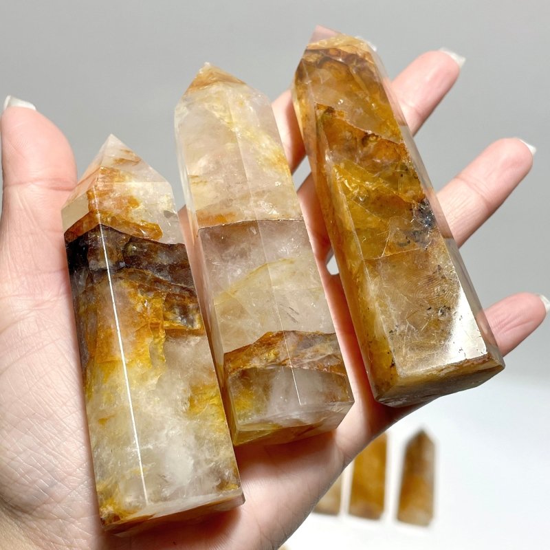 53 Pieces High Quality Fat Golden Hematiod Quartz Tower Points Fire Quartz - Wholesale Crystals