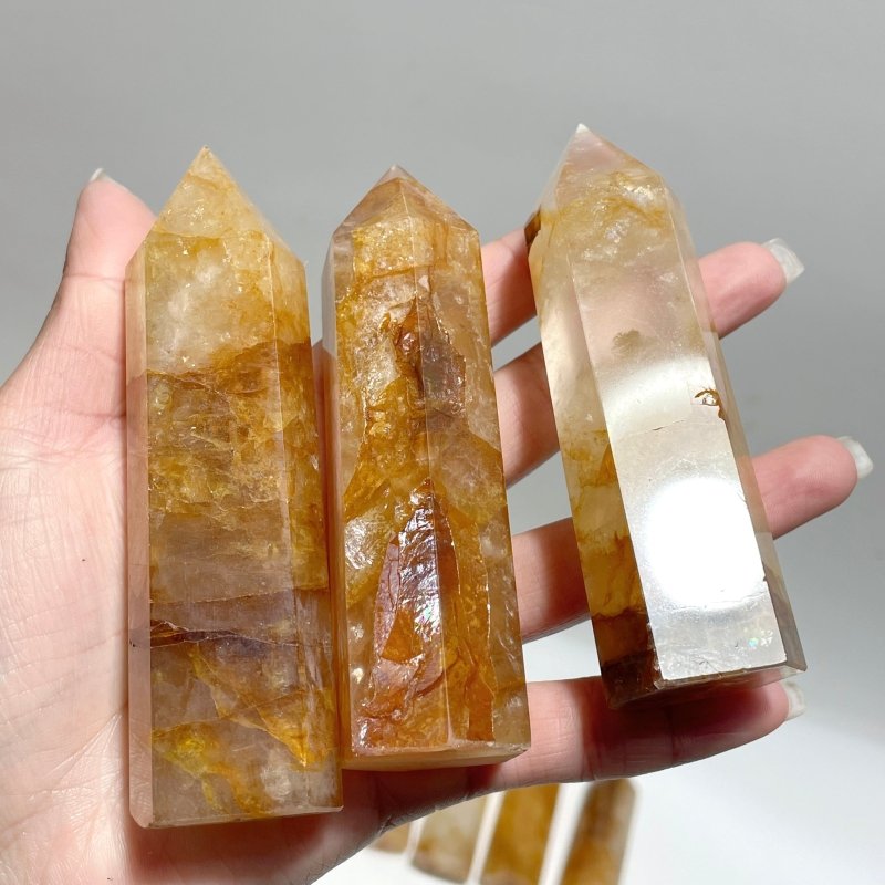 53 Pieces High Quality Fat Golden Hematiod Quartz Tower Points Fire Quartz - Wholesale Crystals