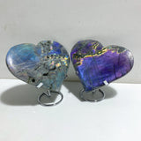 4 Pieces Large Labradorite Heart With Stand