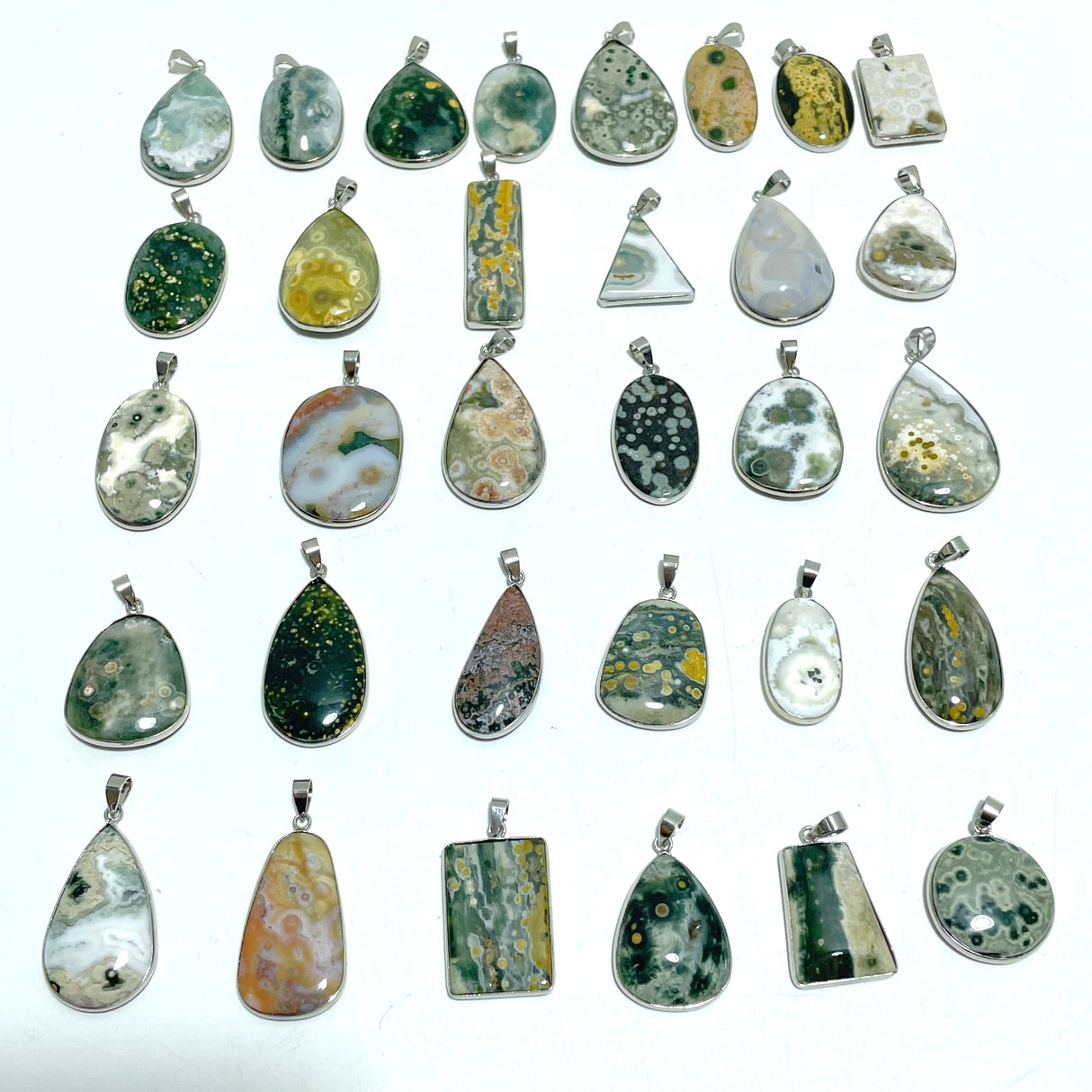 32 Pieces Beautiful 8th Vein Ocean Japser Pendant