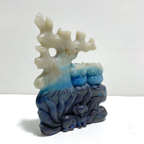 Unique Trolleite Stone Nine-tailed Owl Carving