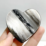 Silver Sheen Obsidian Heart Wing Carving With Stand