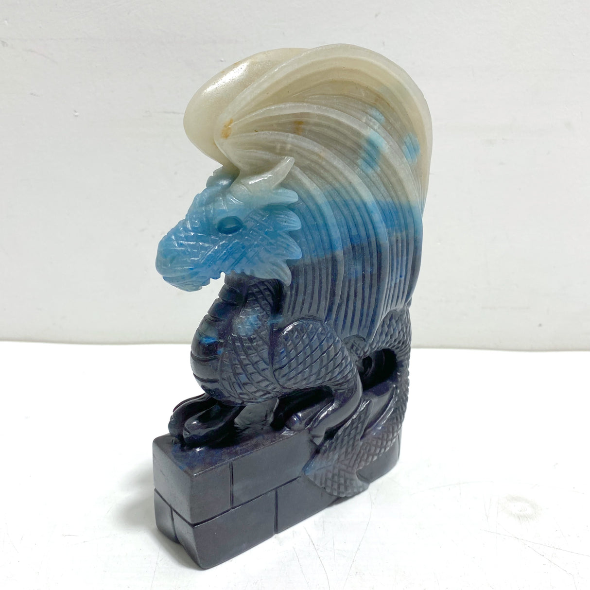 Unique Trolleite Flying Dragon and Castle Carving