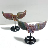 6 Pairs Ocean Jasper Cat Paw Wing Carving With Stand - Wholesale Crystals