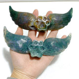 6 Pairs Ocean Jasper Cat Paw Wing Carving With Stand - Wholesale Crystals