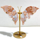 6 Pairs Pink Agate Butterfly Wing Carving With Stand -Wholesale Crystals