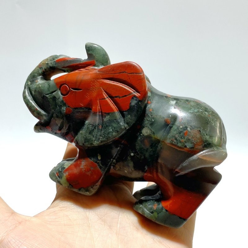 6 Pieces Africa Blood Stone Elephant Carving - Wholesale Crystals