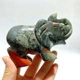 6 Pieces Africa Blood Stone Elephant Carving - Wholesale Crystals