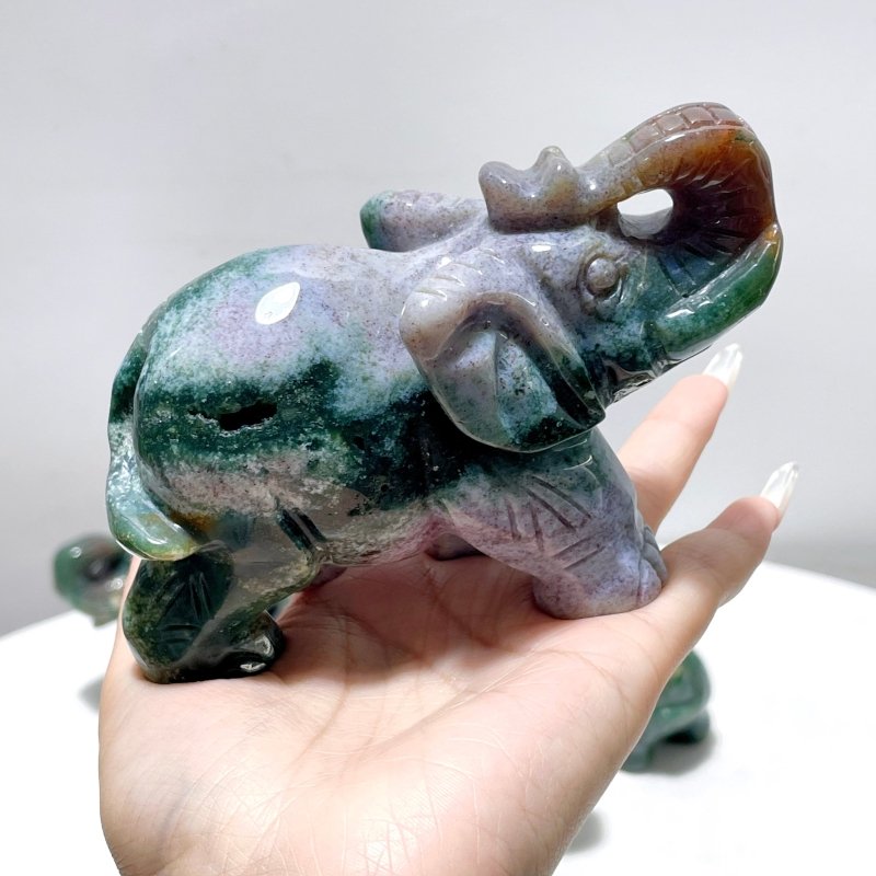 6 Pieces Beautiful Ocean Jasper Elephant Carving - Wholesale Crystals